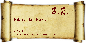 Bukovits Réka névjegykártya